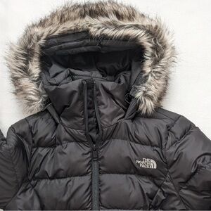 The North Face black Gotham 550 puffer Jacket with Faux Fur Hood
